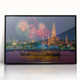 Large abstract wall art of Bangkok skyline in muted gray tones on black framed acrylic, ideal for modern living room decor.