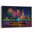 Black and white framed canvas of Bangkok landscape, ideal for bedroom wall art.
