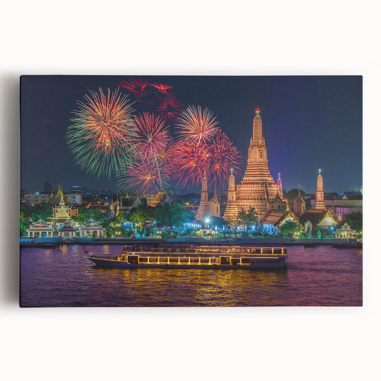 Black and white panoramic photo of Bangkok skyline on large stretched canvas, ideal for kitchen wall art.