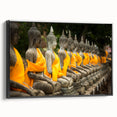 Framed canvas featuring a black and white vintage poster art of a Thai landscape, ideal for bedroom decor.