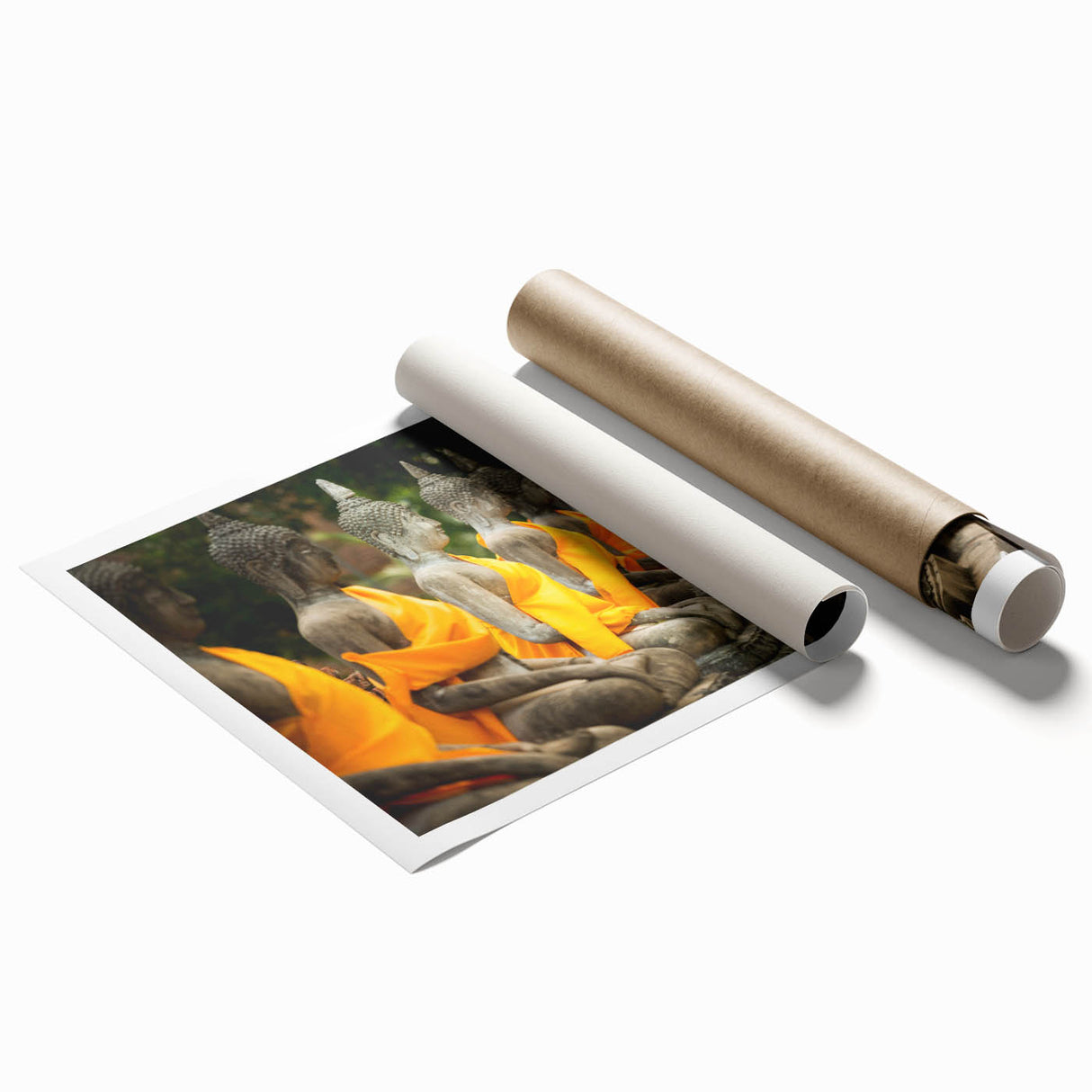 Extra large rolled print featuring a serene Thai landscape with lush florals in pastel shades.