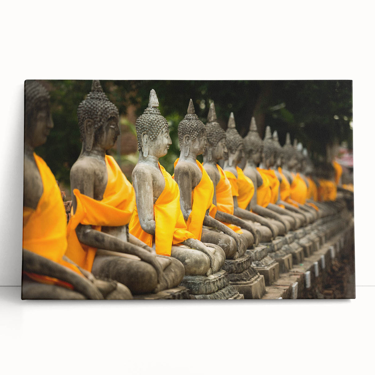 Black and white stretched canvas featuring a serene Thai landscape, ideal for kitchen wall art or bedroom ambiance.
