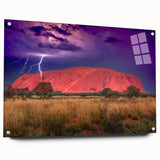 Acrylic print of Ayers Rock in Australia with muted earth tones, suitable for bedroom or dining room decor.
