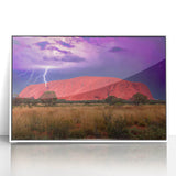 Framed acrylic print of Ayers Rock in Australia with soft orange and brown tones, suitable for modern art wall decor.