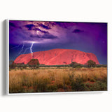 Framed canvas of Ayers Rock landscape in muted earth tones, ideal for bedroom wall art.