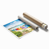 Extra large rolled print featuring a vibrant floral scene set in Melbourne, ideal for classy bathroom wall art.