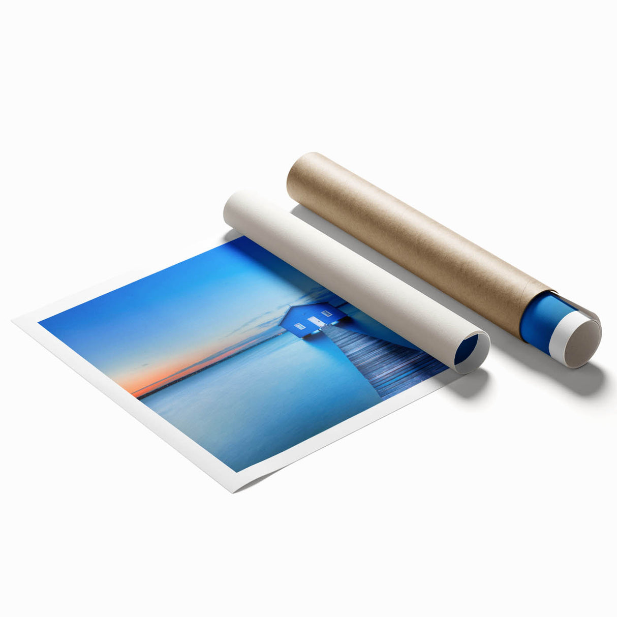 Extra large rolled print of Perth, Australia scenery with muted floral elements, suitable for classy bathroom wall art.