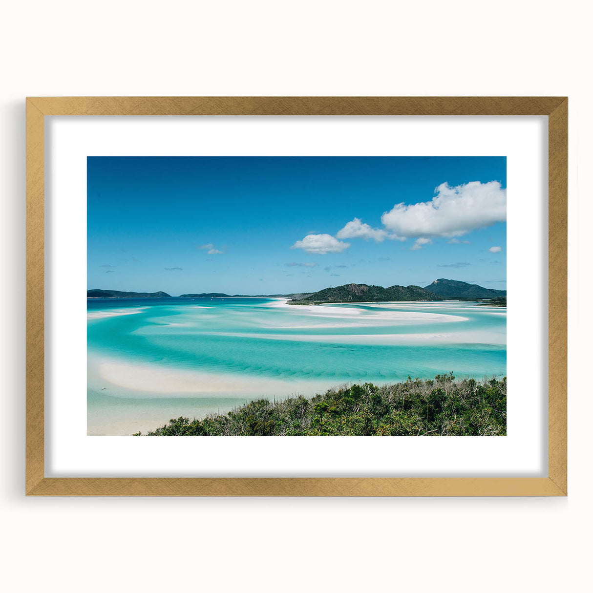 Textured abstract art print depicting Queensland scenery in muted earth tones on a framed canvas, suitable for bedroom decor.