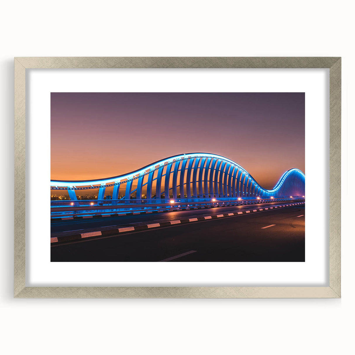 Extra large abstract art print of Sydney's skyline in muted gray and blue tones on a framed canvas.