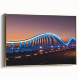 Framed canvas wall art featuring a vintage-style Sydney landscape in black and gold tones, ideal for bedroom decor.