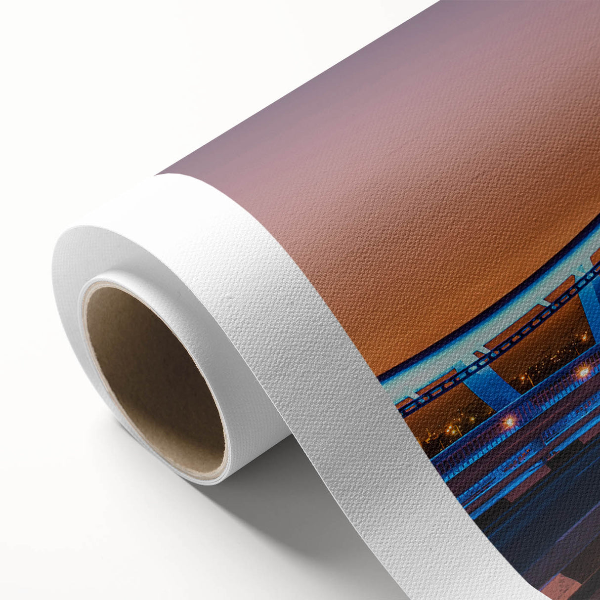 Art Deco style Sydney skyline on rolled canvas, featuring soft pastel colors, ideal for nursery wall art.