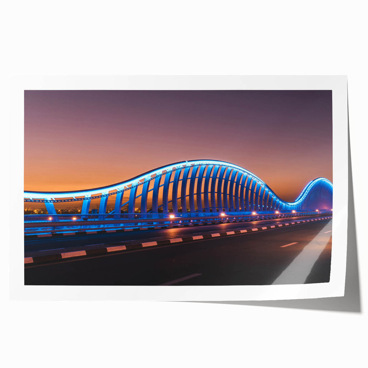 Rolled canvas print of Sydney skyline in muted blue tones, suitable as art wall dining room decor.