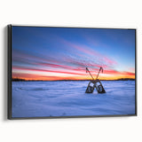 Black and white framed canvas depicting a vintage-style Manitoba landscape, ideal for bedroom wall art.