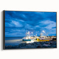 Black and white landscape art of New Brunswick on framed canvas, ideal for bedroom decor.