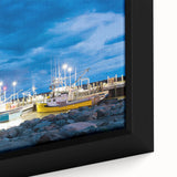 Extra large framed canvas of a textured, colorful New Brunswick scenery in black, ideal for living room decor.