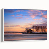 Vintage poster art of Ontario scenery on a framed canvas, featuring colorful art accents, ideal for living room decor.
