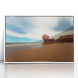 Acrylic print of Prince Edward Island scenery with soft blue and green tones, framed in white.