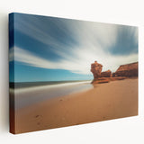 Scenic Prince Edward Island landscape on stretched canvas, featuring lush green fields under a blue sky.