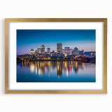 Abstract art print of Quebec scenery in textured gold frame, featuring muted earth tones, ideal for living room decor.