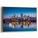 Framed canvas depicting a serene Quebec landscape in muted earth tones, ideal for bedroom wall art.