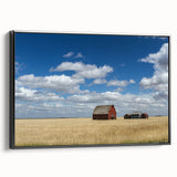 Black and white framed canvas of a Saskatchewan landscape, ideal for bedroom wall art.