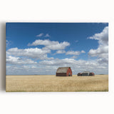 Black and white photograph of Saskatchewan scenery on stretched canvas, ideal for kitchen wall art.
