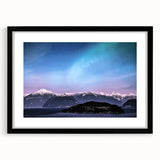 Extra large abstract art print featuring a colorful, textured depiction of the Yukon scenery on a black framed canvas.