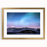 Extra large abstract art print of Yukon scenery in textured style, using earth tones, framed in gold.