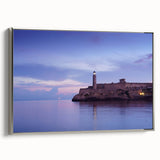 Landscape art painting of a vintage Cuban street scene in vibrant colors on a framed canvas, ideal for living room decor.