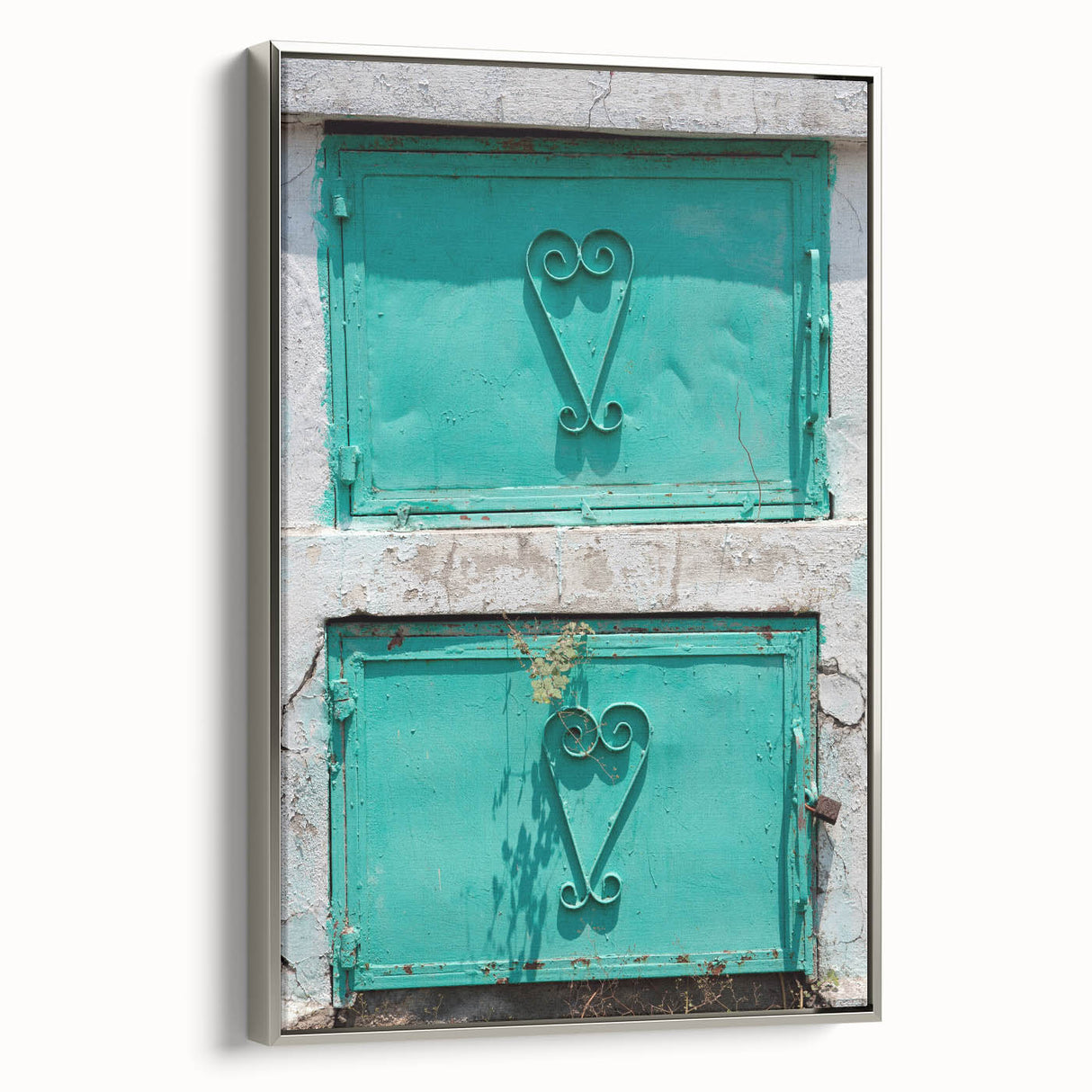 Framed canvas of a vintage Haitian landscape in muted earth tones, ideal for bedroom wall art.