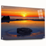Large abstract Caribbean seascape in vibrant blue and turquoise hues on acrylic glass.