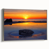 Landscape art painting of Caribbean Turks, framed canvas in silver, featuring vibrant oceanic blues and greens.