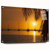 Acrylic print of the Caribbean Virgin Islands in vibrant blue and green hues, suitable for dining room decor.