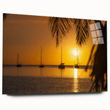 Acrylic print of the Caribbean Virgin Islands in vibrant blue and green tones, ideal for bedroom or dining room art.