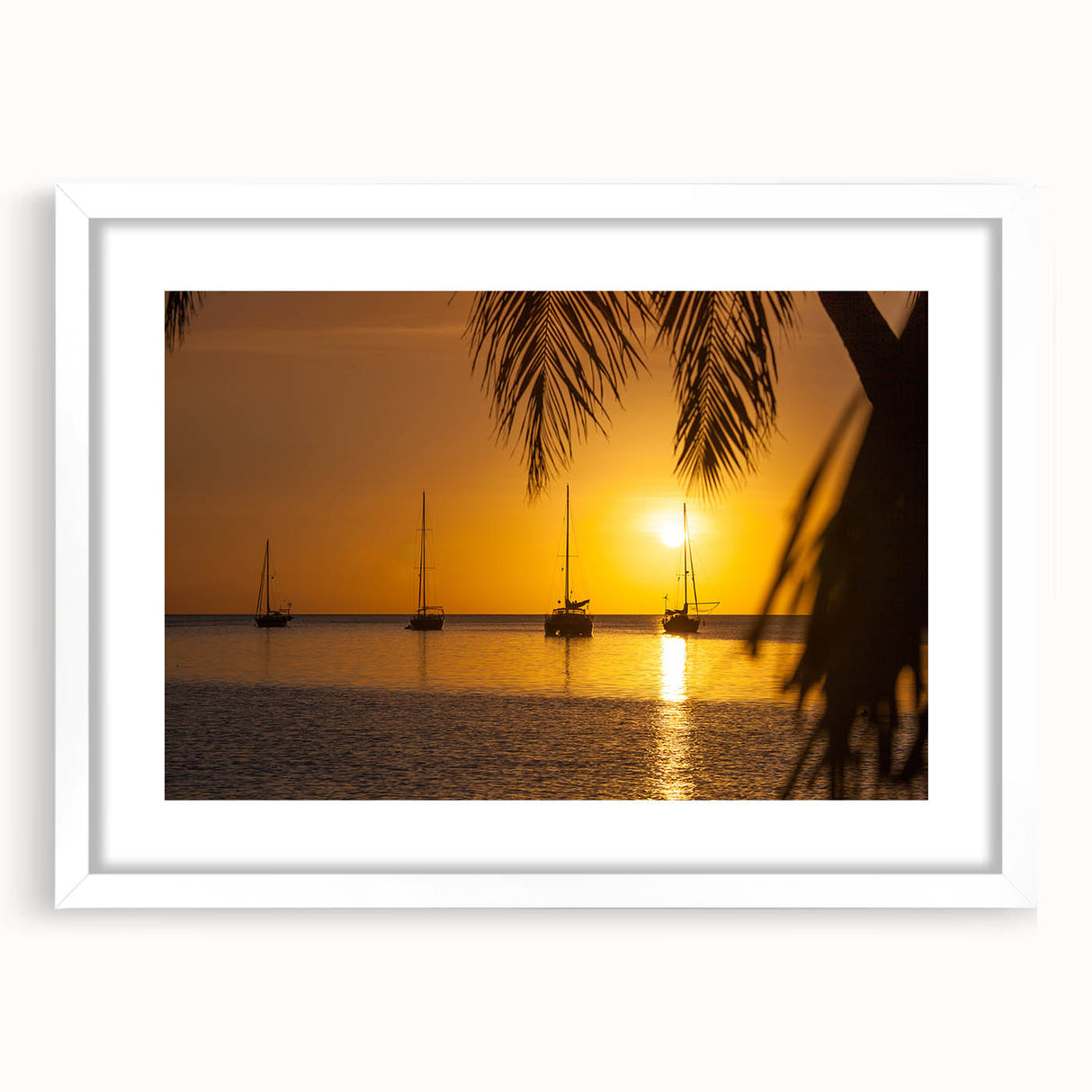 Textured art depicting the Caribbean Virgin Islands in muted blue and green tones on a framed white mat.