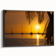 Black and white framed canvas of Caribbean Virgin Islands landscape, ideal for bedroom wall art.