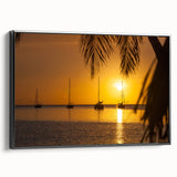 Black and white framed canvas of Caribbean Virgin Islands landscape, ideal for bedroom wall art.