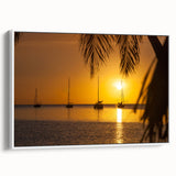 Vintage poster art of the Caribbean Virgin Islands on a framed canvas, featuring vibrant blue and green tones.