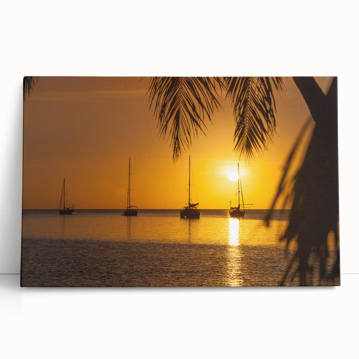 Black and white photograph of Caribbean Virgin Islands on stretched canvas, ideal for kitchen wall art.