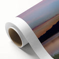 Art deco poster of a Costa Rican landscape on rolled canvas, featuring muted green and blue tones.