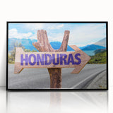 Large abstract wall art featuring a vibrant scene of Central America.