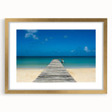 Abstract art print depicting textured scenery of Central America in muted gold and earth tones, framed in gold.