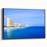 Black and white vintage poster art of a Central American landscape on framed canvas, ideal for bedroom wall decor.