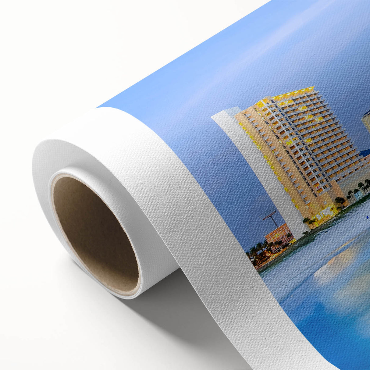 Art deco style poster of Central American scenery on rolled canvas, with muted earth tones, ideal for nursery wall art.