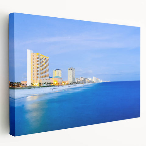 Panama scenery on stretched canvas featuring vibrant green and blue tones, ideal for kitchen wall art.