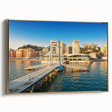 Framed canvas depicting a vintage-style Albanian landscape in muted gold and black tones, ideal for bedroom wall art.