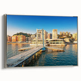 Framed canvas of a vintage-style Albanian landscape, featuring vibrant colors on a black background.