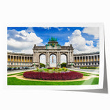 Rolled print of a European Belgian landscape with vivid green and blue tones, suitable for art wall dining room.