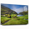 Acrylic print of a serene Denmark coastline in muted blue and gray tones, suitable for bedroom or dining room decor.