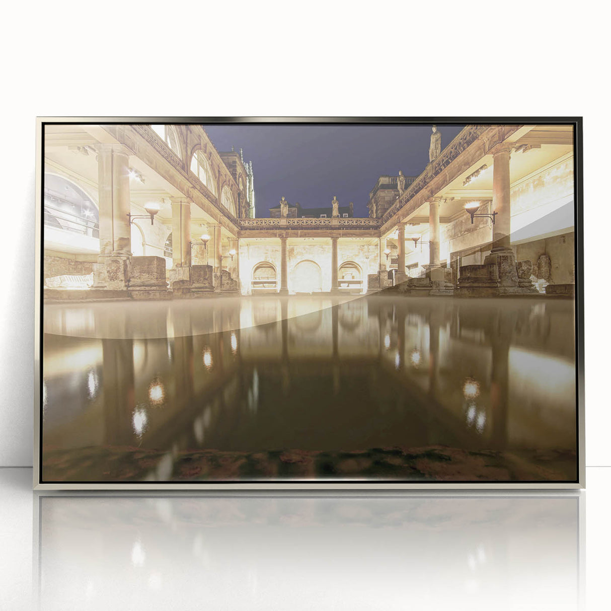 Framed acrylic print of a serene Bath, England landscape in soft pastel colors, suitable for modern nursery wall art.